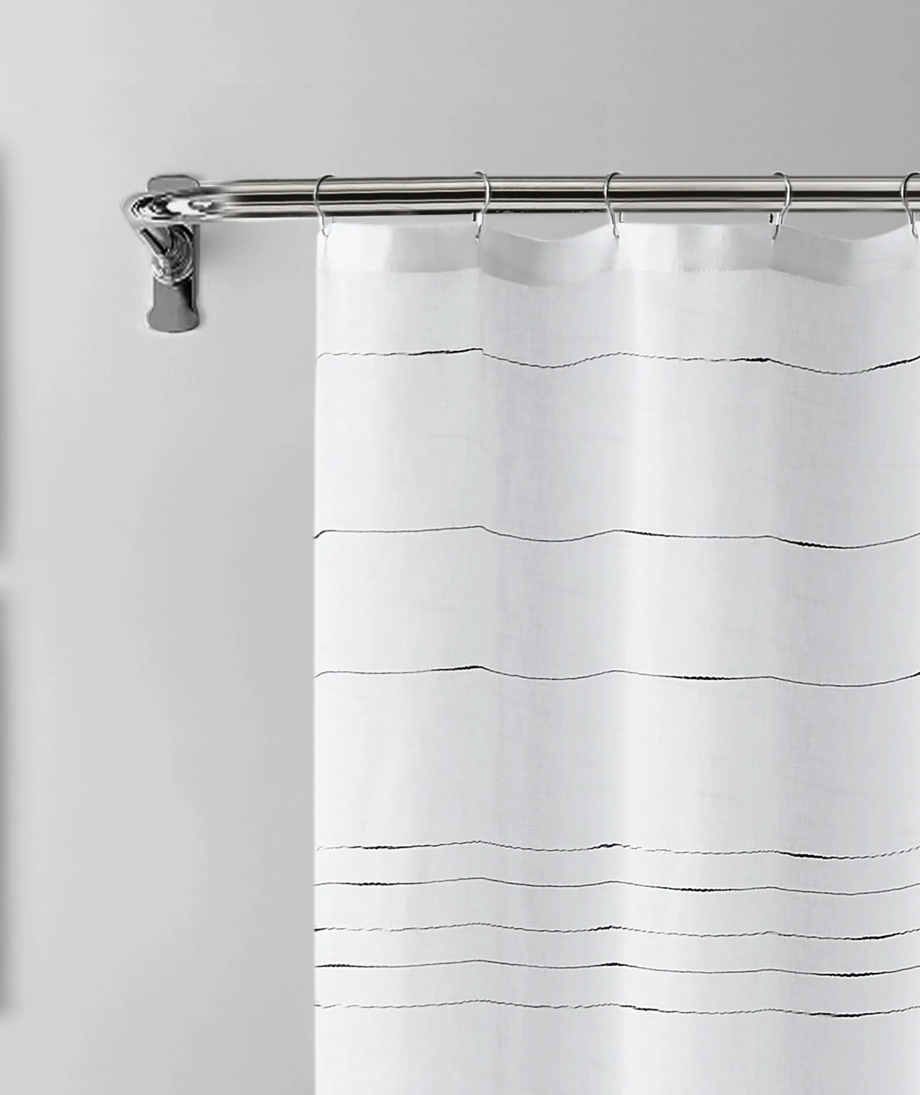 Dainty Home Lisa 3D Linen Textured Weaved Linen Look Striped Designed Fabric Shower Curtain