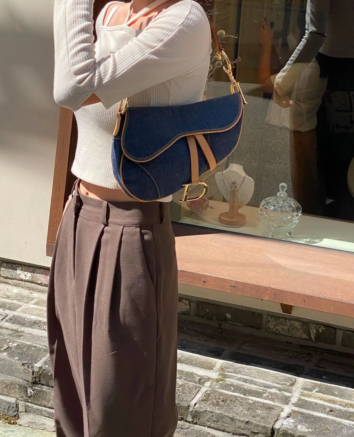 DIOR denim saddle bag