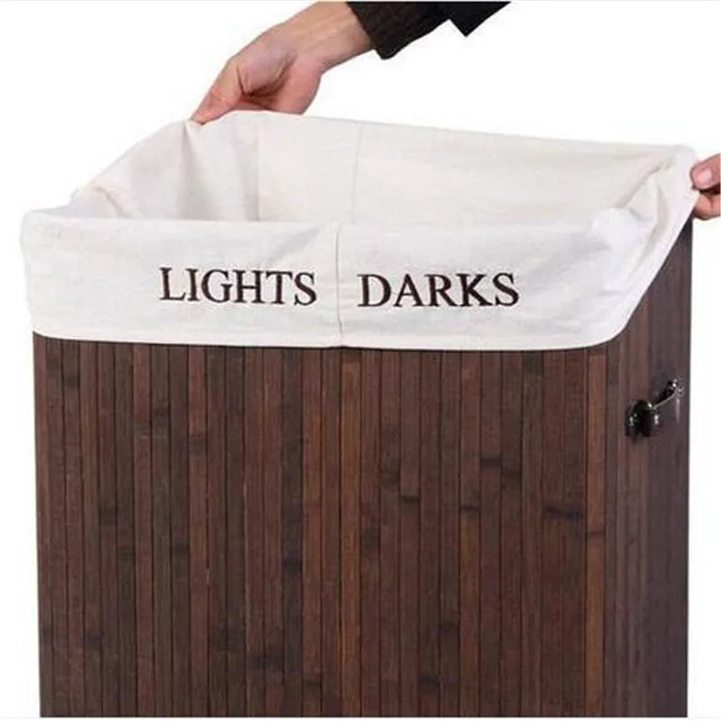 Double-lattice Bamboo Folding Storage Basket with Cover