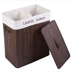 Double-lattice Bamboo Folding Storage Basket with Cover