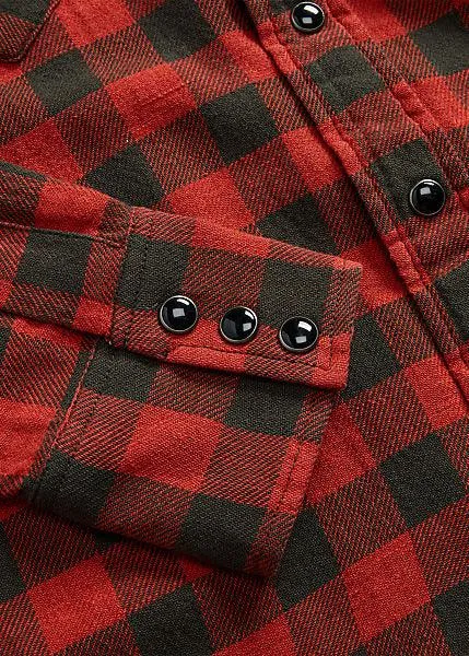 Double RL - Plaid Cotton-Linen Western Shirt in Red/Black