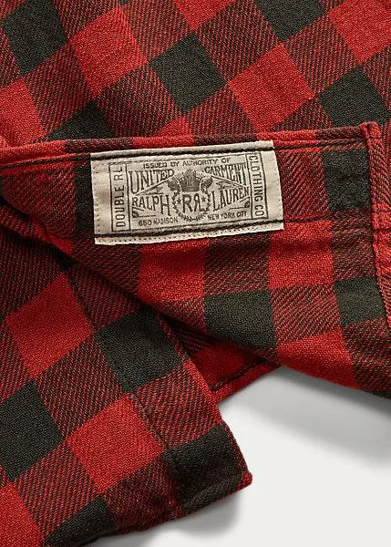 Double RL - Plaid Cotton-Linen Western Shirt in Red/Black