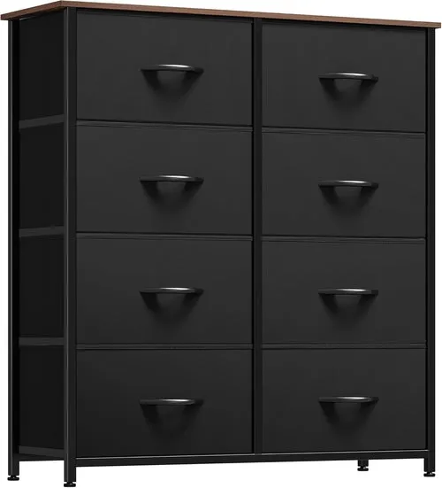 Dresser with 8 Drawers, Tall Storage Dresser with 8 Drawers, Black
