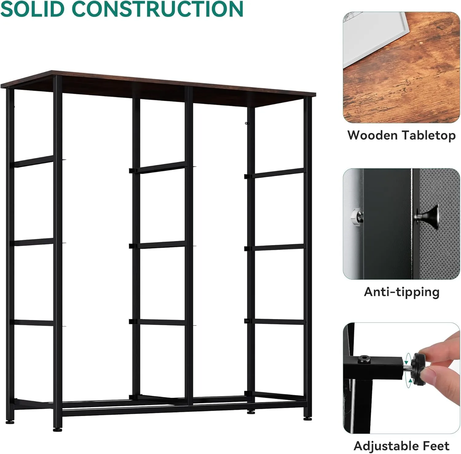 Dresser with 8 Drawers, Tall Storage Dresser with 8 Drawers, Black