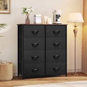 Dresser with 8 Drawers, Tall Storage Dresser with 8 Drawers, Black