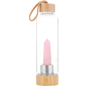 Drink Bottle with Crystal - Rose Quartz