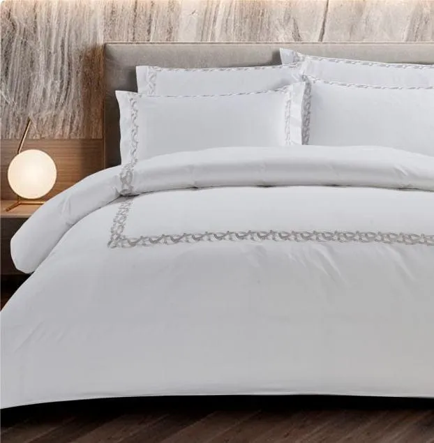 Egyptian Cotton 400 Thread Count Corda White Duvet Cover Set