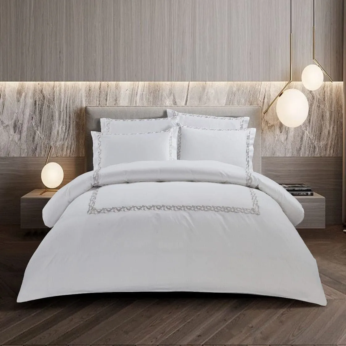 Egyptian Cotton 400 Thread Count Corda White Duvet Cover Set