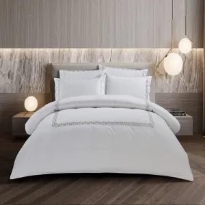 Egyptian Cotton 400 Thread Count Corda White Duvet Cover Set
