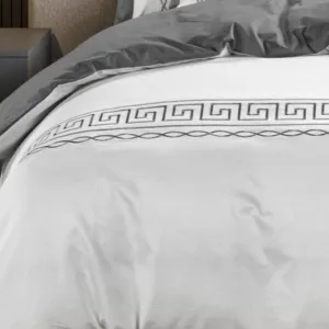 Egyptian Cotton 400 Thread Count  Donatella White & Grey Duvet Cover Set
