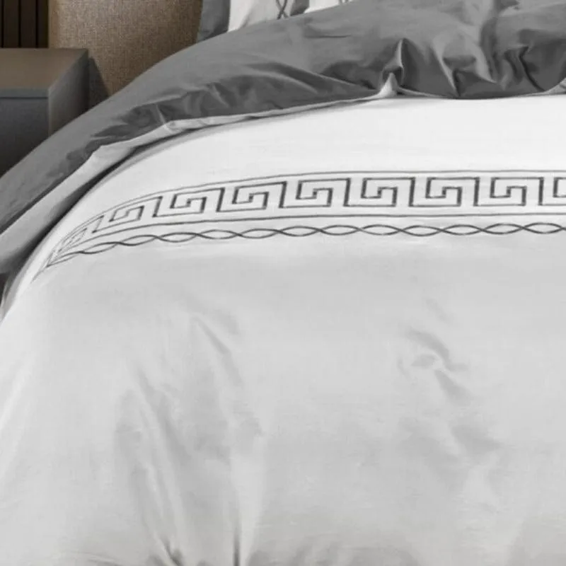 Egyptian Cotton 400 Thread Count  Donatella White & Grey Duvet Cover Set