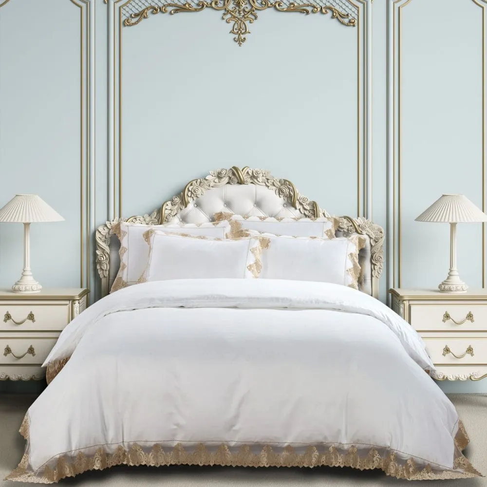 Egyptian Cotton 400 Thread Count Josephine White Duvet Cover Set