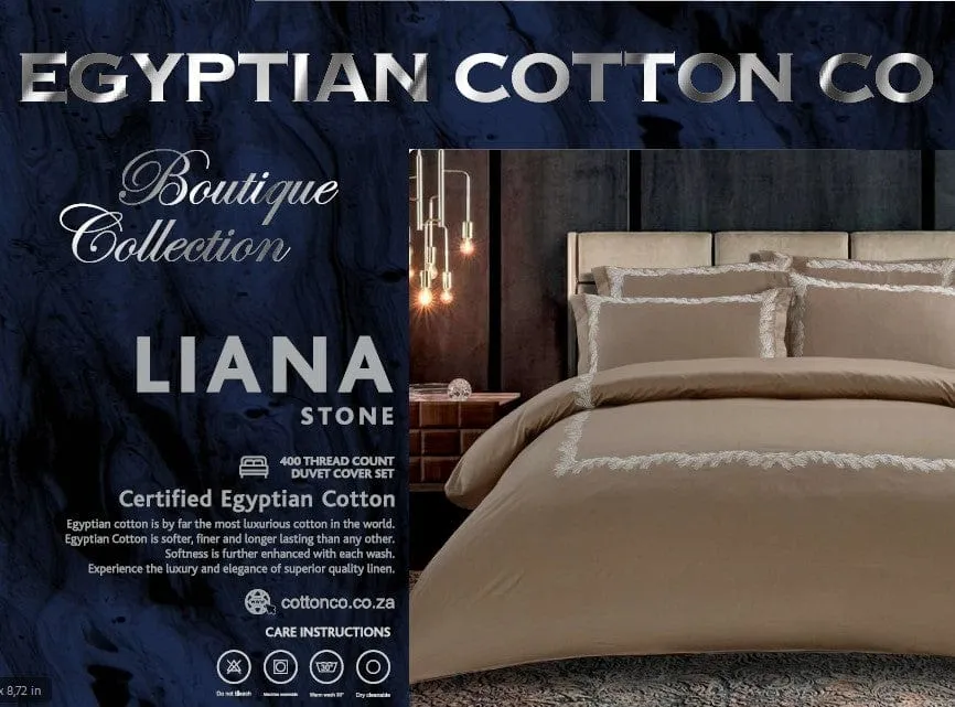 Egyptian Cotton 400 Thread Count Liana Stone Duvet Cover Set