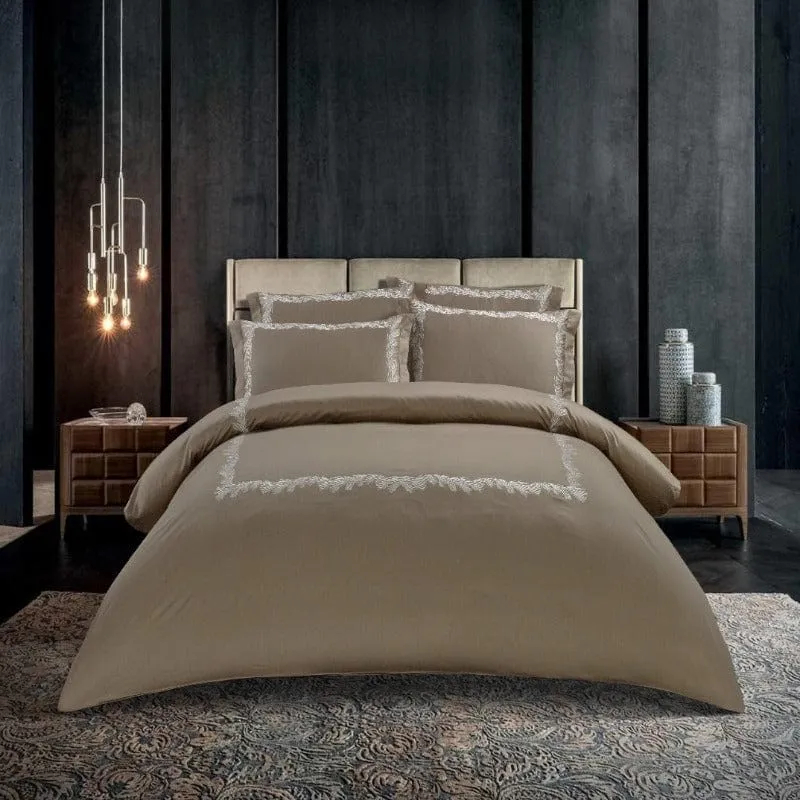 Egyptian Cotton 400 Thread Count Liana Stone Duvet Cover Set