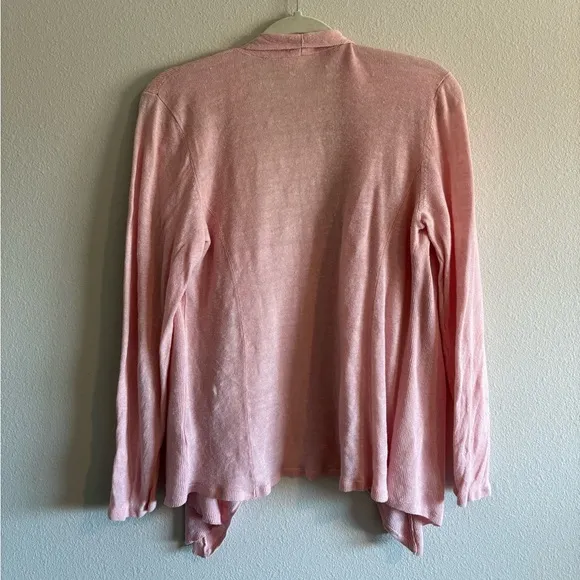 Eileen Fisher 100% Linen Waterfall Open-Front Cardigan Women’s Large Petite Pink