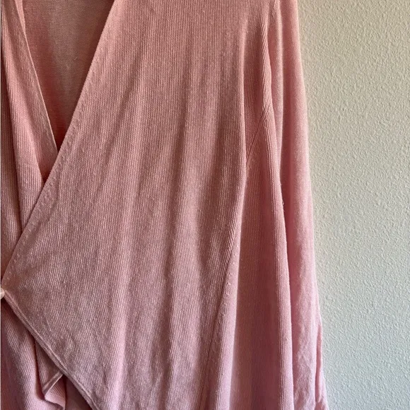 Eileen Fisher 100% Linen Waterfall Open-Front Cardigan Women’s Large Petite Pink