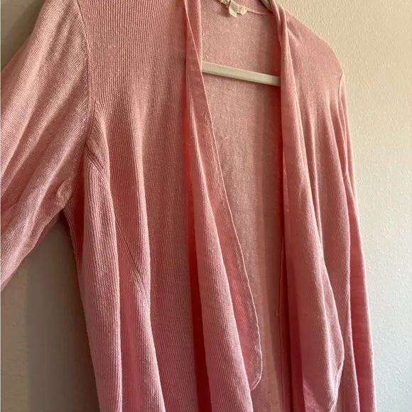 Eileen Fisher 100% Linen Waterfall Open-Front Cardigan Women’s Large Petite Pink