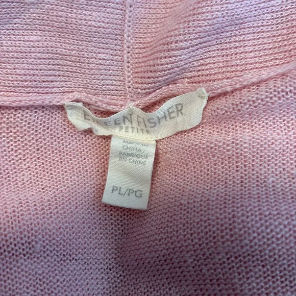 Eileen Fisher 100% Linen Waterfall Open-Front Cardigan Women’s Large Petite Pink
