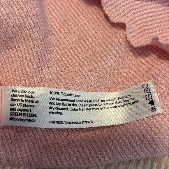 Eileen Fisher 100% Linen Waterfall Open-Front Cardigan Women’s Large Petite Pink