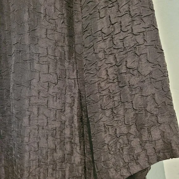 Eileen Fisher Brown Textured Silk &amp; Linen Oversized Open Jacket, Size Small