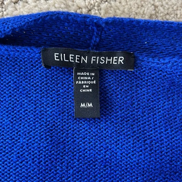 Eileen Fisher Long open front cardigan. Blue. Size Medium