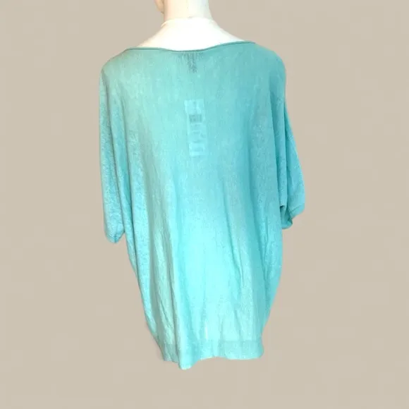 Eileen Fisher size XL NWT organic‎ linen calypso mint green color top/sweater