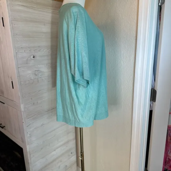 Eileen Fisher size XL NWT organic‎ linen calypso mint green color top/sweater