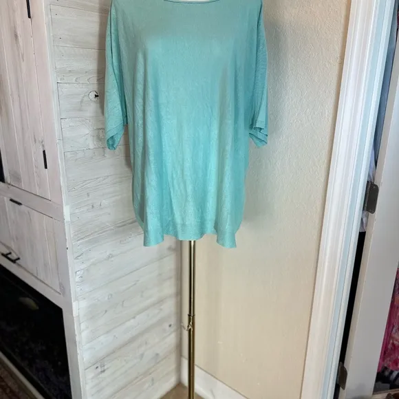 Eileen Fisher size XL NWT organic‎ linen calypso mint green color top/sweater