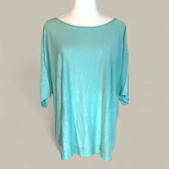 Eileen Fisher size XL NWT organic‎ linen calypso mint green color top/sweater