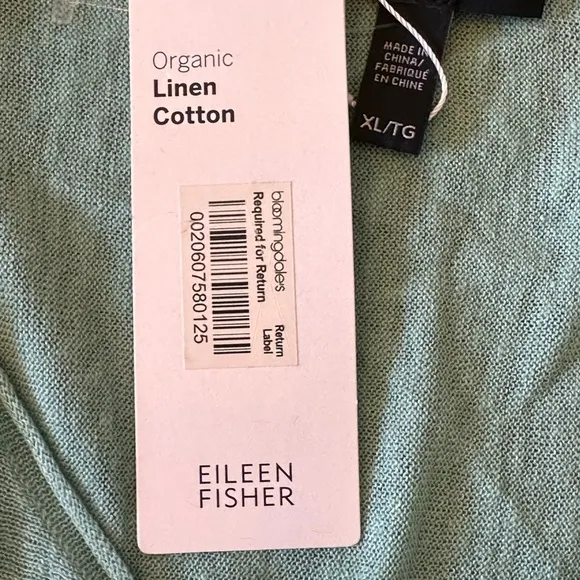 Eileen Fisher size XL NWT organic‎ linen calypso mint green color top/sweater