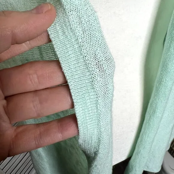 EILEEN FISHER Women's Short Sleeve Open Cardigan Sweater Mint Green Petite Small