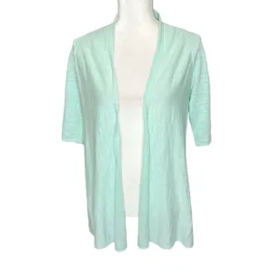 EILEEN FISHER Women's Short Sleeve Open Cardigan Sweater Mint Green Petite Small