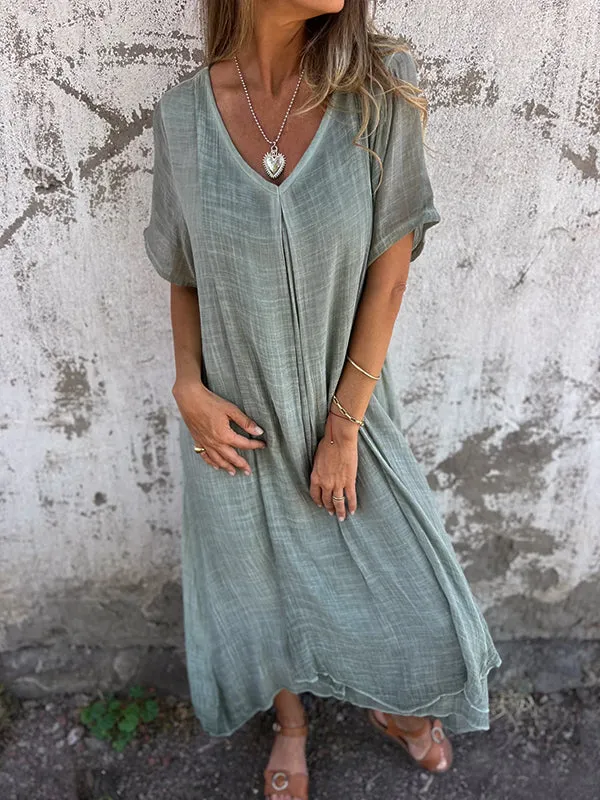 Elizabeth | Linen V-neck Dress