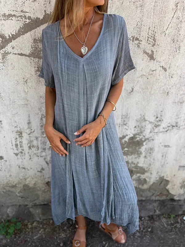 Elizabeth | Linen V-neck Dress