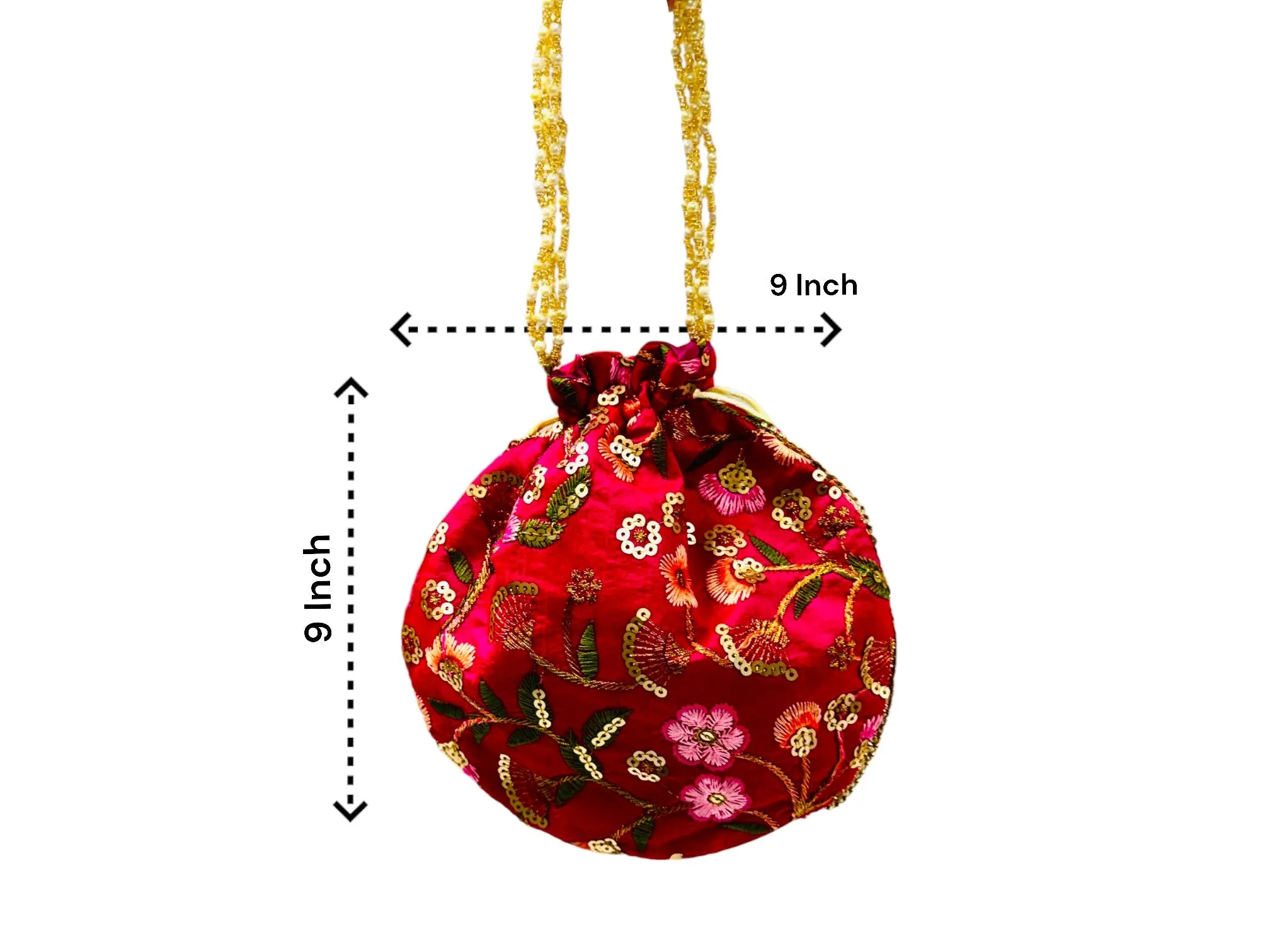 Embroidered Silk Potli Bag, Set of 6