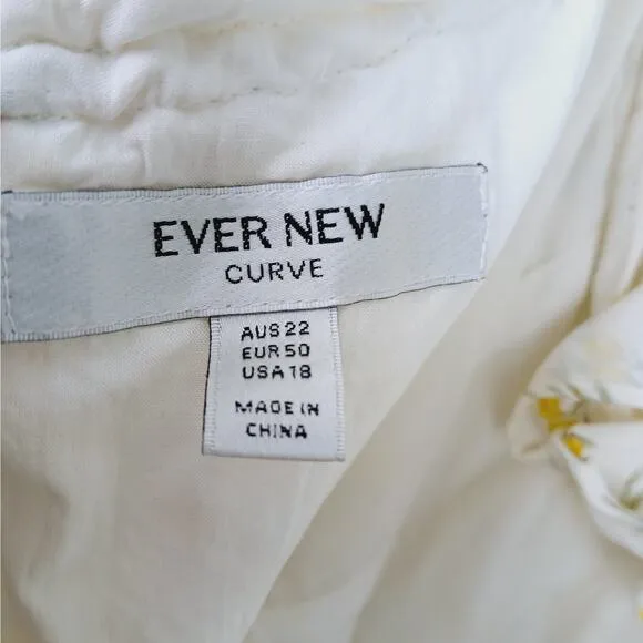 Ever New Curve SZ 18 Bardot Frill Midi Dress in Lemon Ditsy Floral
