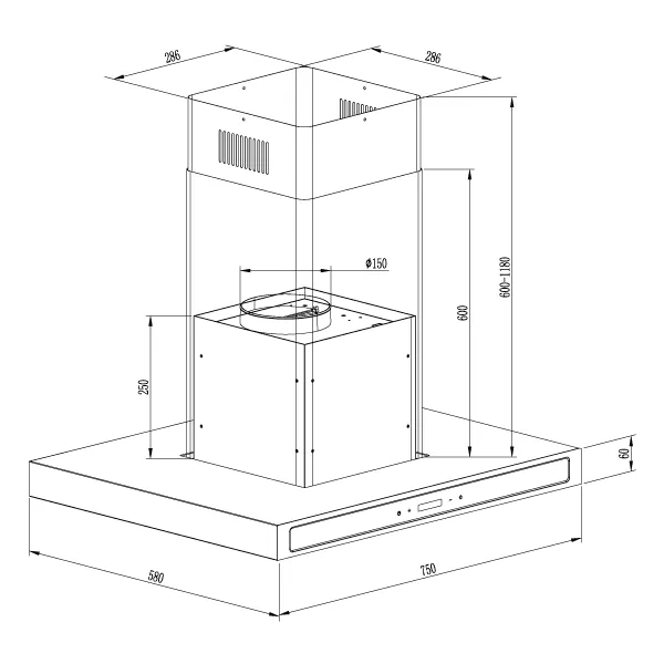 Extractor De Grasa Tipo Chimenea Quadrato 76 Isla