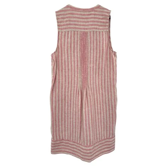 Faherty Isha Linen Shift Dress in Granita Stripe - Pink / Cream - Small