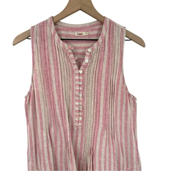 Faherty Isha Linen Shift Dress in Granita Stripe - Pink / Cream - Small