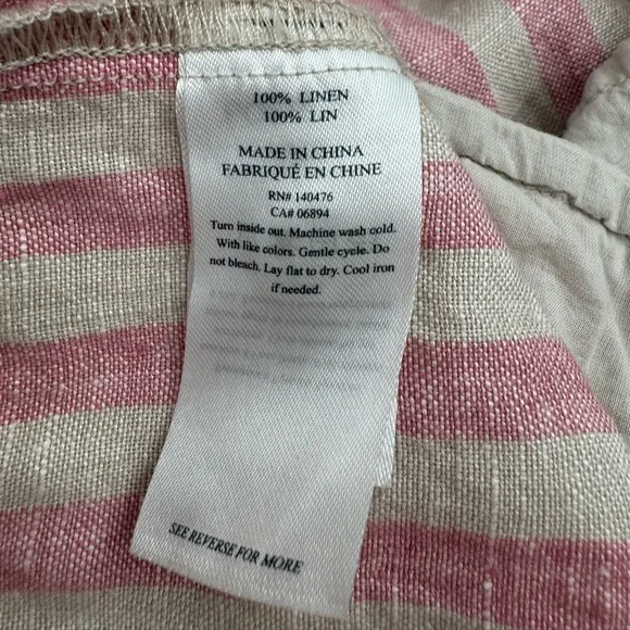 Faherty Isha Linen Shift Dress in Granita Stripe - Pink / Cream - Small