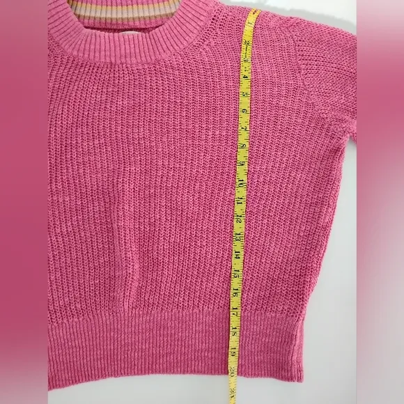 Faherty Organic Cotton Linen Shaker Knit Crew Nevk Beachy Pink Sweater Size XL