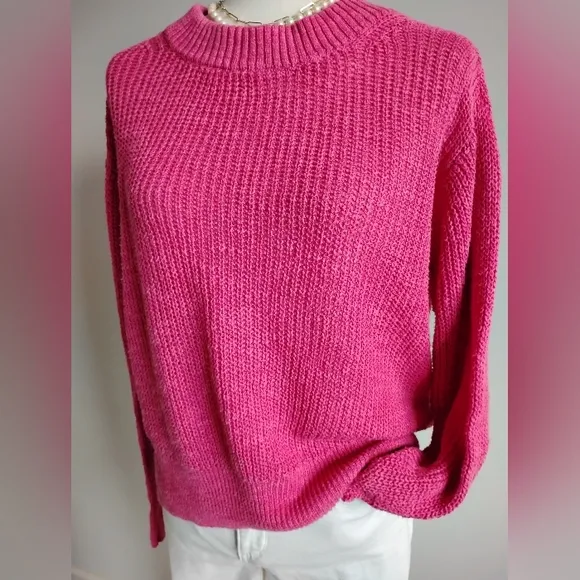 Faherty Organic Cotton Linen Shaker Knit Crew Nevk Beachy Pink Sweater Size XL