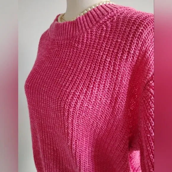 Faherty Organic Cotton Linen Shaker Knit Crew Nevk Beachy Pink Sweater Size XL