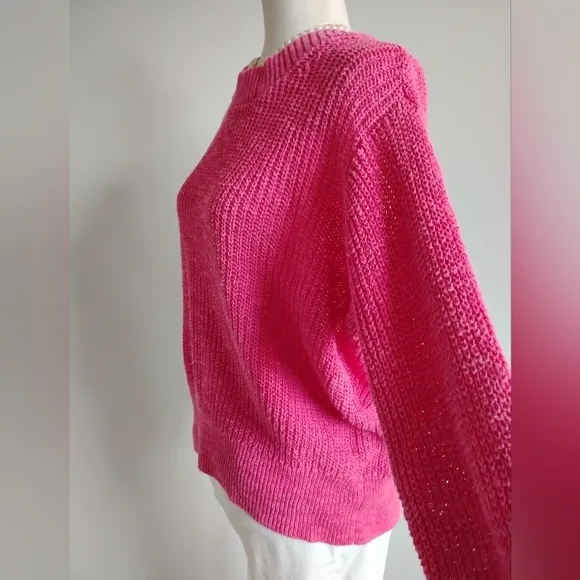 Faherty Organic Cotton Linen Shaker Knit Crew Nevk Beachy Pink Sweater Size XL