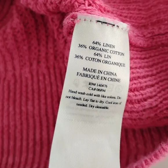 Faherty Organic Cotton Linen Shaker Knit Crew Nevk Beachy Pink Sweater Size XL