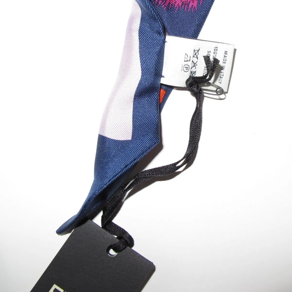 Fendi Blue Denim/Rose Printed Creatures Monster Twilly, NWT!