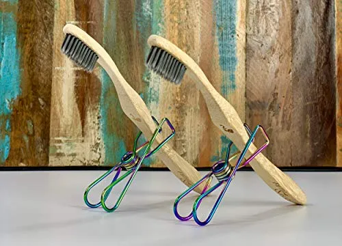 Fifth & Eco Eco-friendly Premium Bamboo Toothbrushes (Pack of 4)|Natural bamboo toothbrush with Soft Charcoal Bristles | Eco toothbrush with biodegradable, ergonomic handle | Wooden toothbrushes