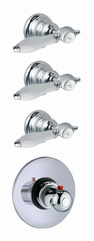 Fima by Nameeks Herend Built-In Thermostatic Valve Trim with Three Volume Control Handles