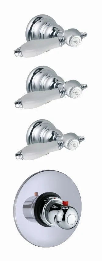 Fima by Nameeks Herend Built-In Thermostatic Valve Trim with Three Volume Control Handles