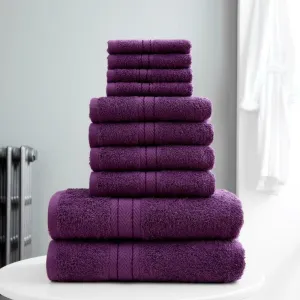 Fine Egyptian Cotton Towels Set 8 Piece Purple